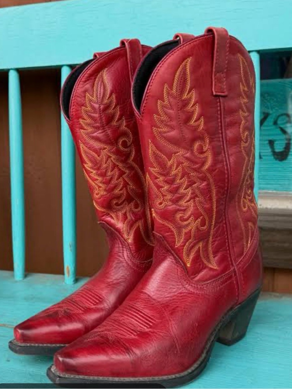 Durango Red Western Embroidered Leather Boots